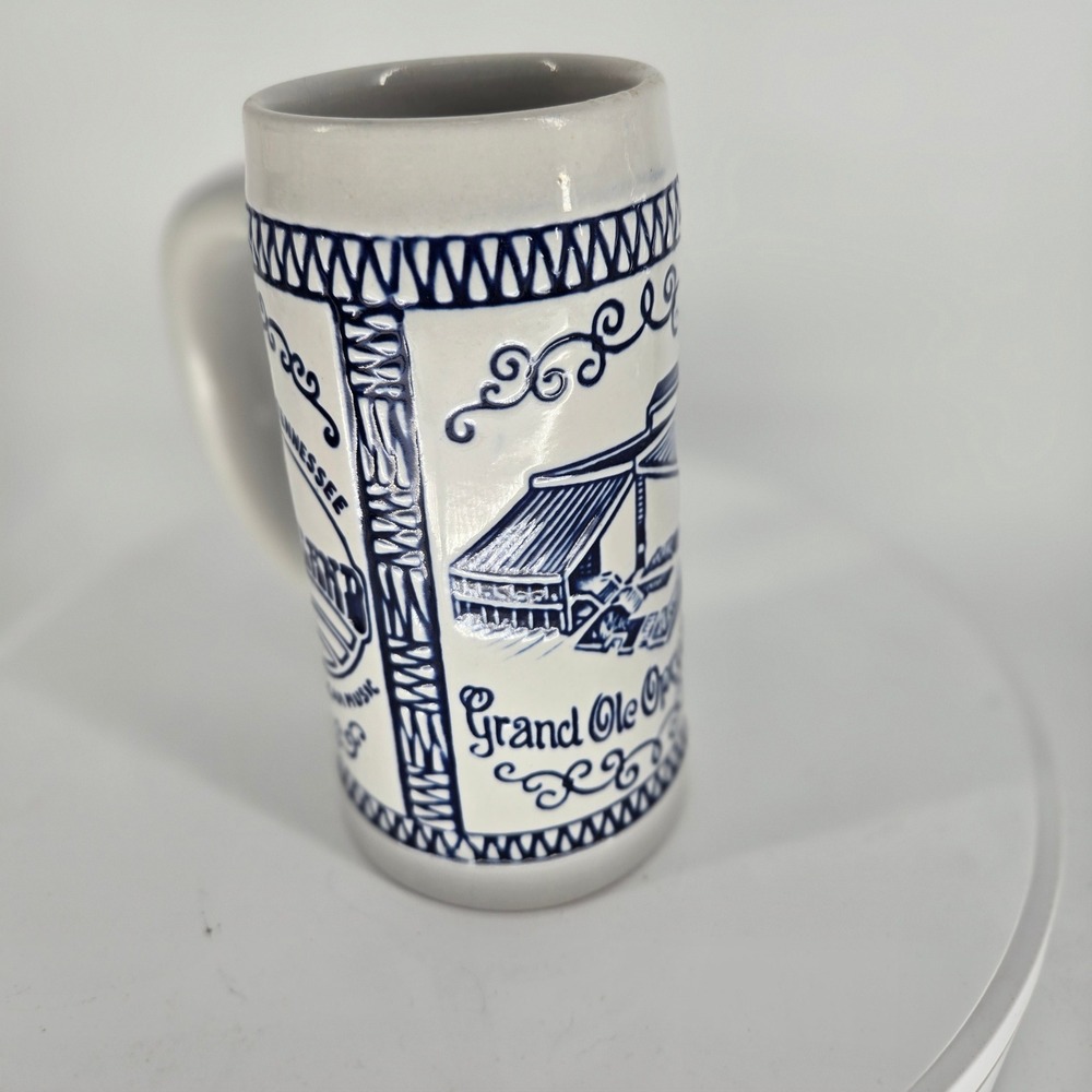 Vintage Opryland USA Grand Ole Opry House Beer Stein Ceramarte Brazil Blue White - Picture 4 of 8